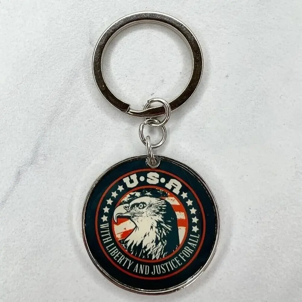 USA With Liberty and Justice for All Eagle Keychain Keyring